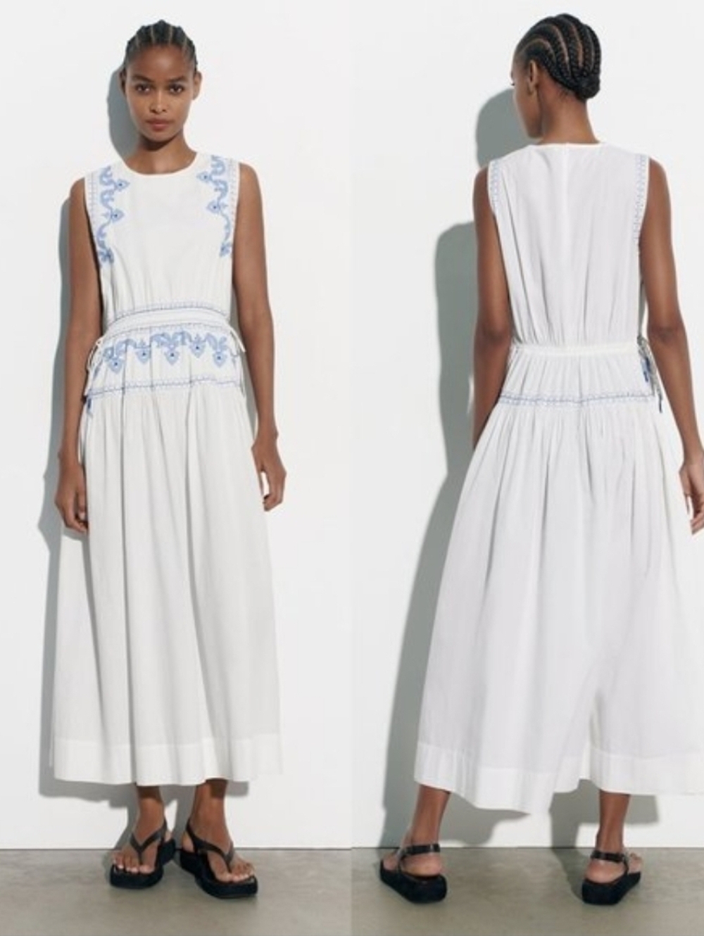 Zara Embroidered Beaded Midi Dress Bloggers' Favorite